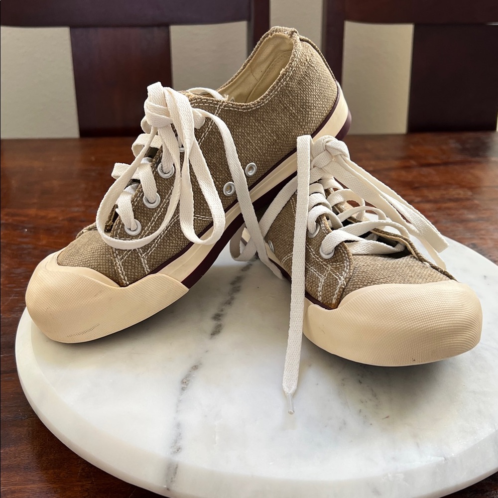 KEEN Coronado Collection III Casual Canvas Sneakers Shoes Tan/Olive Brown W-7.5